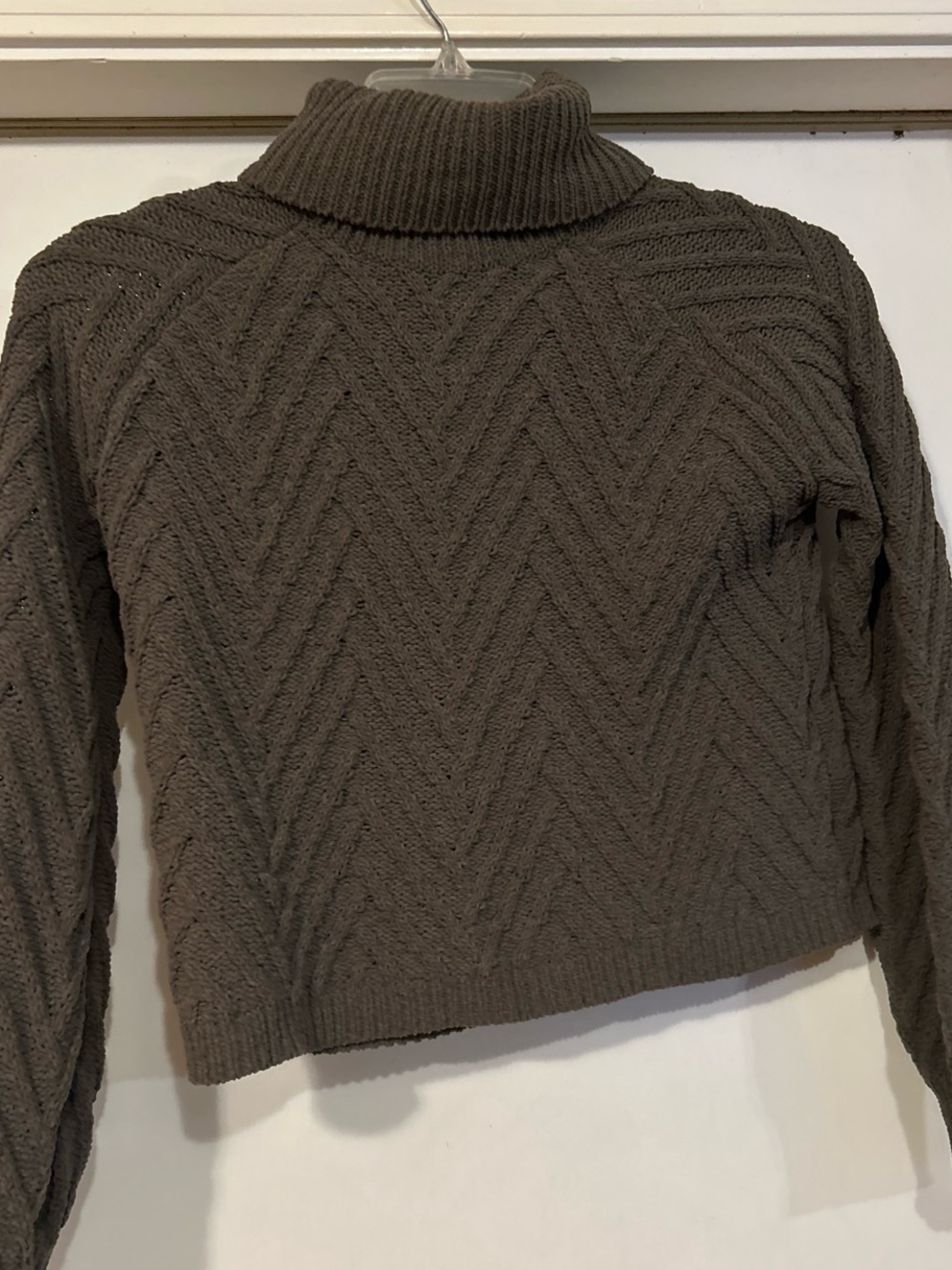 Chevron Turtleneck Sweater in Taupe
